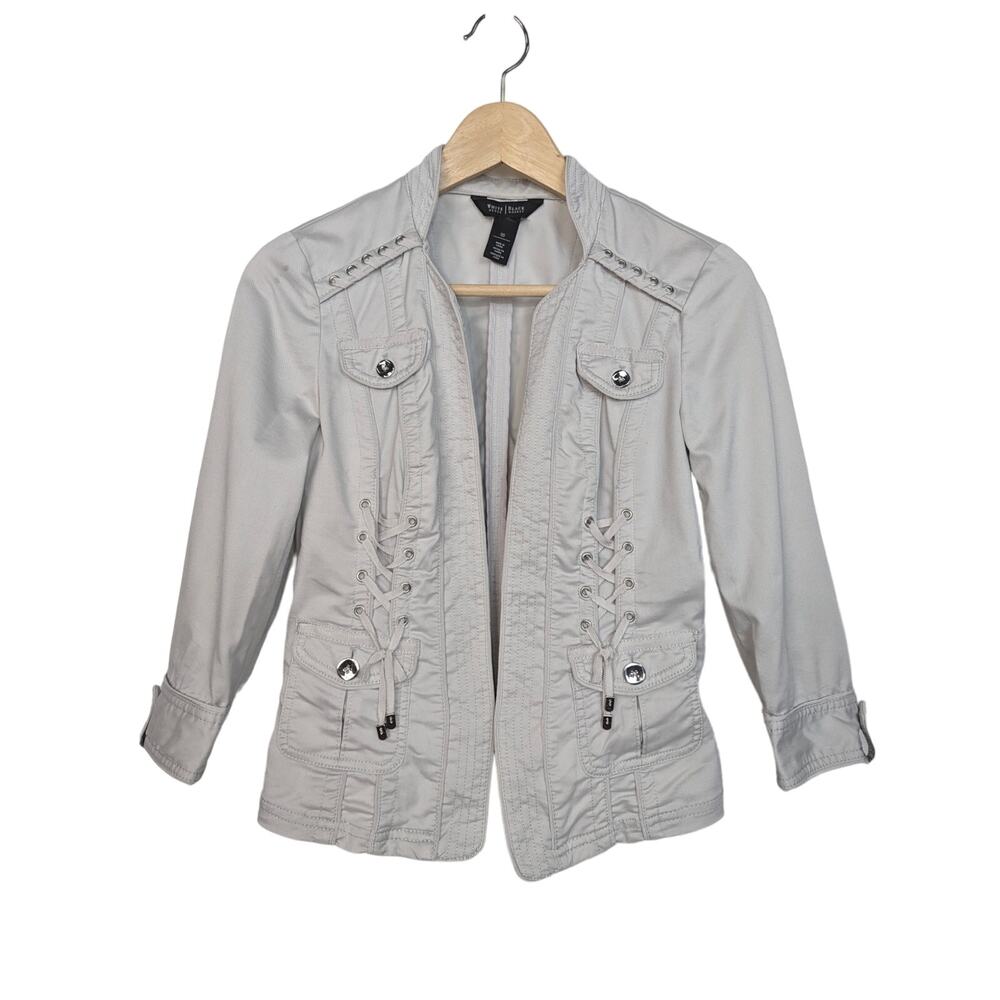 White House Black Market Corset Style Gray Jacket Blazer Gray 00